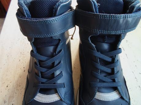 Modré boty polobotky kožené, lasocki,37