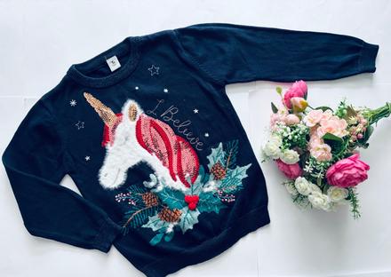 Svetr vánoční modrý - v.5/6 let zn. tu, 116