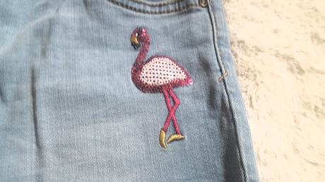 Nové riflové kraťasy s plameňákem č.8, palomino,128