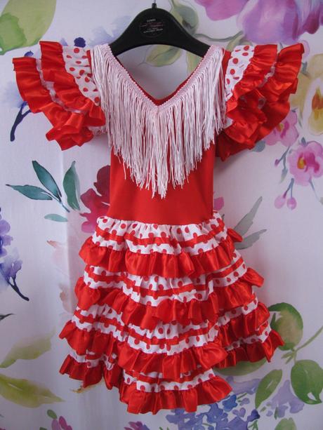 Karnevalové červeno bílé šaty španělská tanečnice,