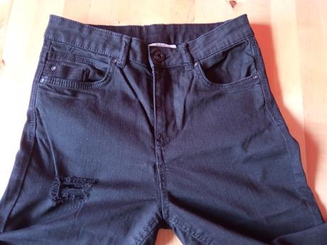 Černé trhané džíny, rifle, c&a,xs