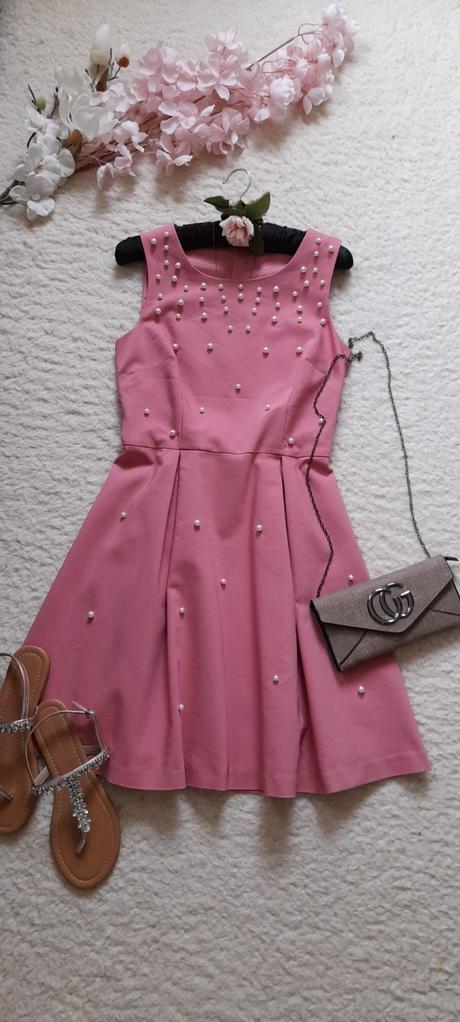 Společenské krátké šaty s perličkami, orsay,36