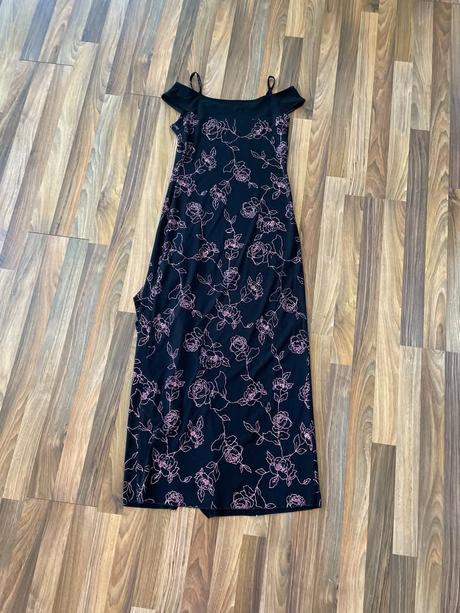 Maxišaty s třpyt růží a rozparkem, vel 42, možná s, l