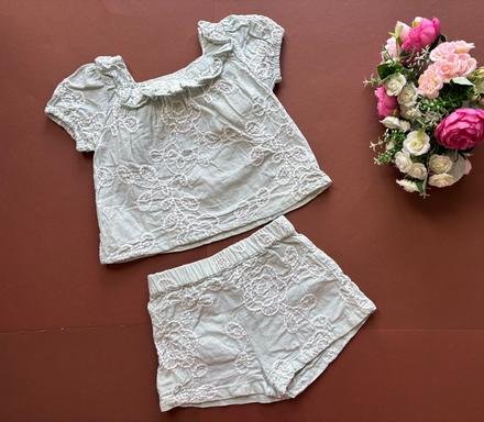 Krásný letní komplet bledě zelený - v.6/9 měs., primark,74