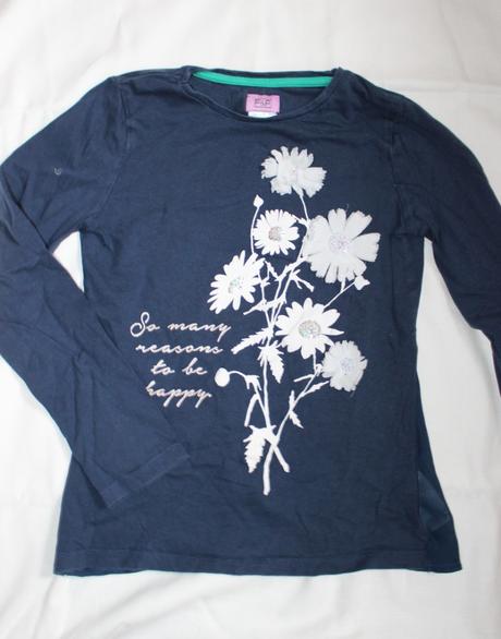 Po29. krásné modré tričko s kytičkami 8-9 let, f&f,134
