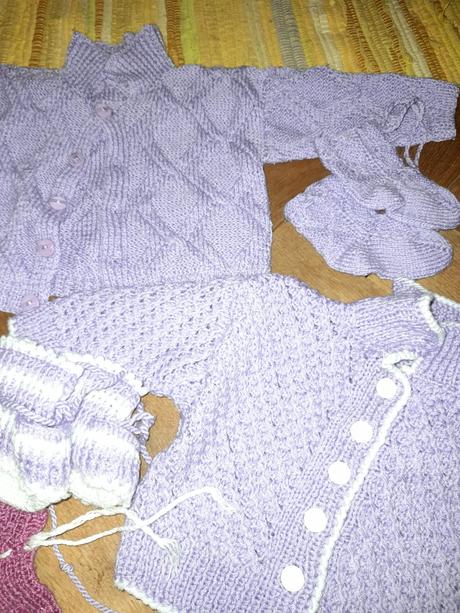 Nádherná sada přízoví/pletená na holčičku,miminko, 50–62