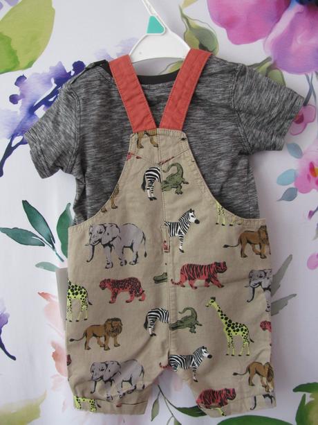 Souprava-kraťasy s laclem se zvířátky+tričko, nutmeg,74