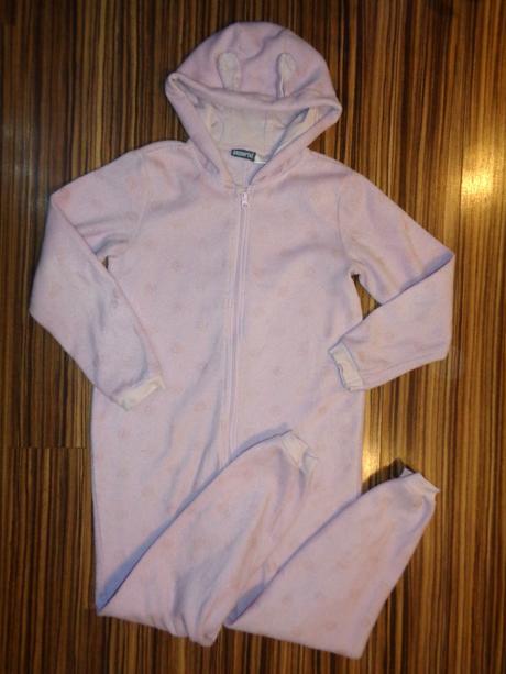 Růžový flísový overal s puntíky 134/140, pepperts,134