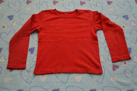 Červené bavlněné tričko, dl. rukáv, 116