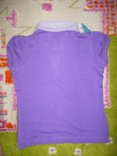Fialové tričko s límečkem a na knoflíčky vel.92, c&a,92