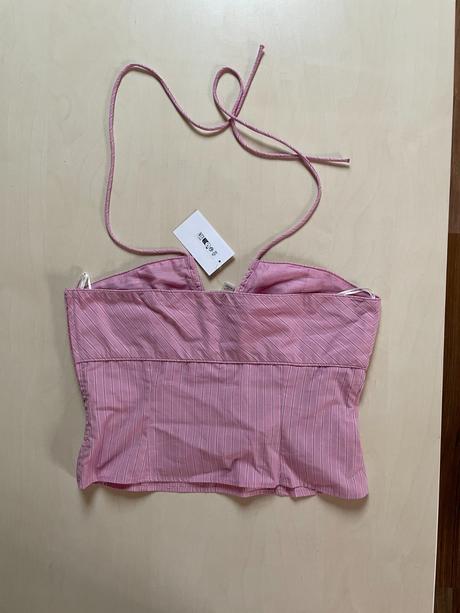 Nový růžový crop top, vel s, pc 619, hm, h&m,s