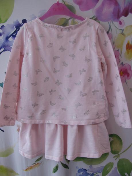 Růžové bavlněné mikinové šaty s motýlky, pepco,122