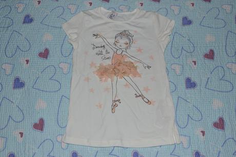 Bílé triko s baletkou, 3d sukýnka , zara,110