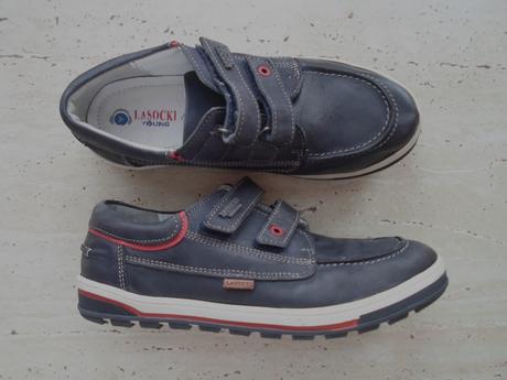 Modré boty polobotky kožené, lasocki,35