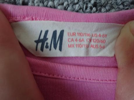 Růžové triko dl.r. s nápisem, vel, 110/116, h&m,110