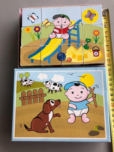 Topa toys 12 dřevěných kostek veselé miminko, 