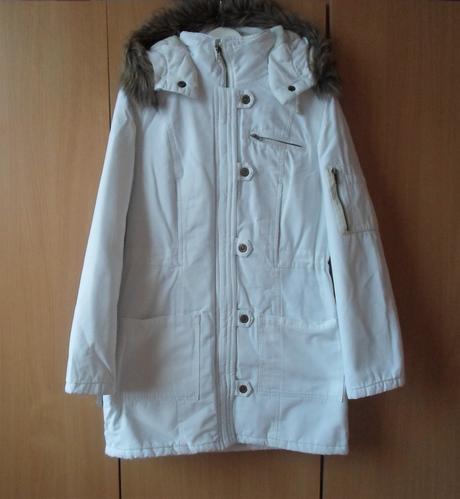 Bílá bunda kabát kabátek parka, l