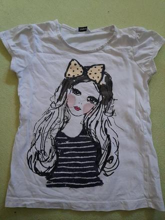 Tričko s holkou a mašlí, bílé s obrázkem na holku, george,128