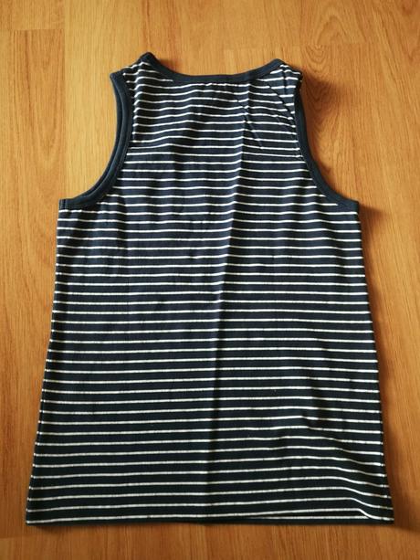 Tílko letní zn. h&m, modré proužky nápis, v. 122-8, h&m,122