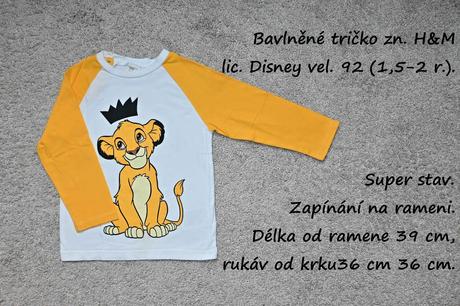 Tričko zn. h&m disney lví král vel. 92, h&m,92