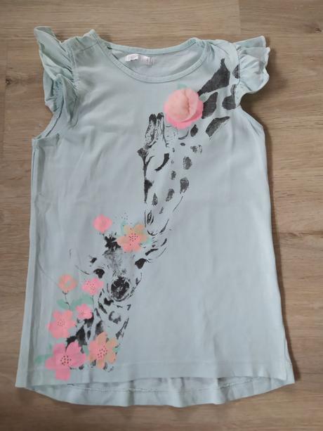 Zelenkavé tričko s kolouškem a žirafou vel. 128, pepco,128