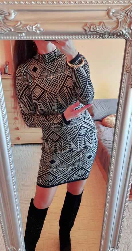 Bodyflirt svetrové šaty s metalickou nití, 38