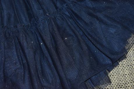 Tmavě modrá tylová sukně h&m s třpytkami, 134/146, h&m,134