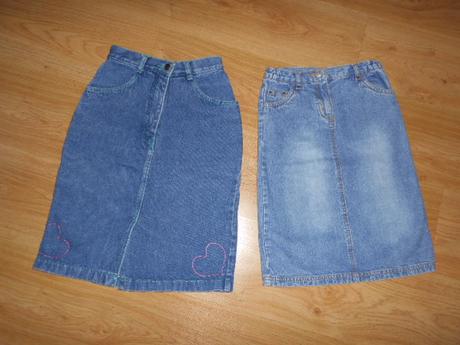 Dívčí džínové sukně vel.122/128 a 134/140 2 kusy, 122