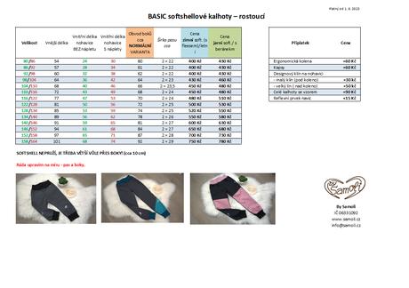 Rostoucí softshellové kalhoty - basic, vel. 80-158, 80 - 158