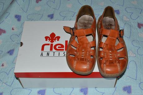 Oranžové / cihlově hnědé sandále rieker, rieker,40