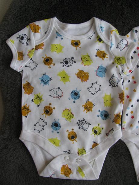 Kojenecké bavlněné body s obrázky-2ks, primark,62