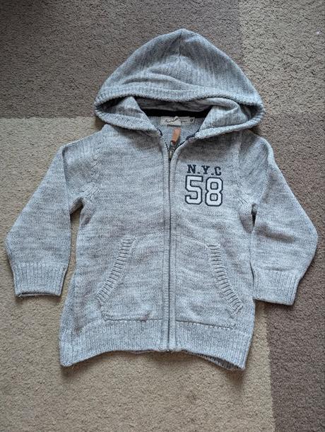Svetr s kapucí na zapínání, h&m,98