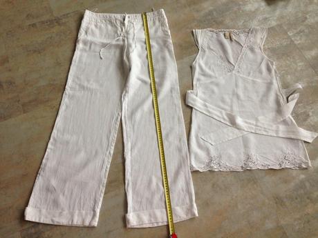 Komplet bílá tunika,kalhoty mango vel.m,36 krajka, mango,m
