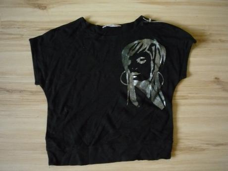 Černé triko se zipem na rameni, m