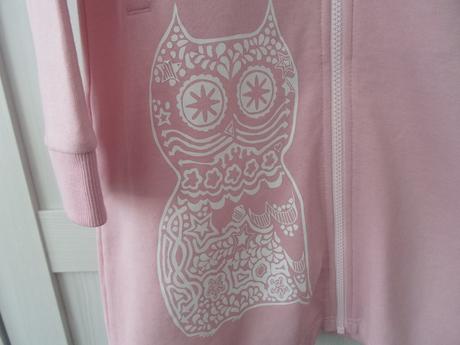 Růžová dlouhá mikina na zip s kapucí, s