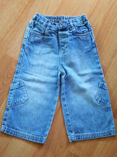 Džíny kalhoty, světle modré, kapsy, vel. 80-86, 80