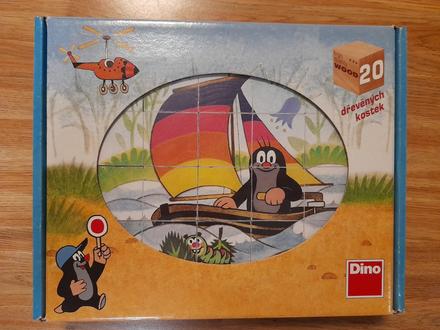 Dřevěné kostky krtek,