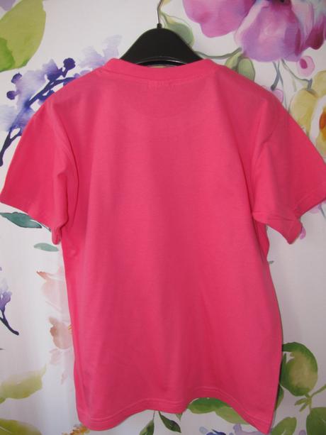 Sytě růžové bavlněné tričko se srdíčkem, 146