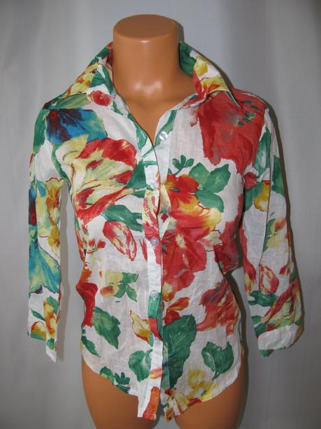 Letní květovaná halenka s 3/4 rukávem, 34