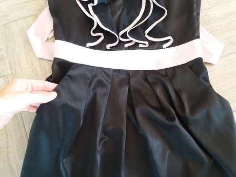 Saténové černé šaty se starorůžovými detaily orsay, orsay,xs