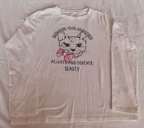 Dívčí triko dlouhý rukáv bílé kočička reserved, reserved,152