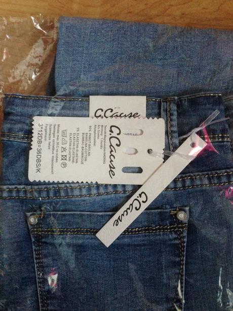 Trhané rifle s páskem, vel. xs a xl, xl / xs