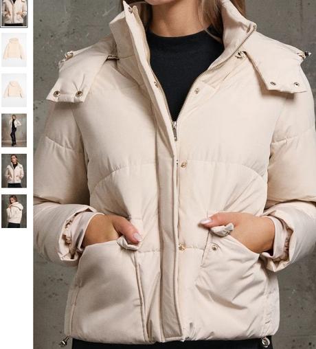 Puffer zimní bunda krémová, sinsay,42 / xl