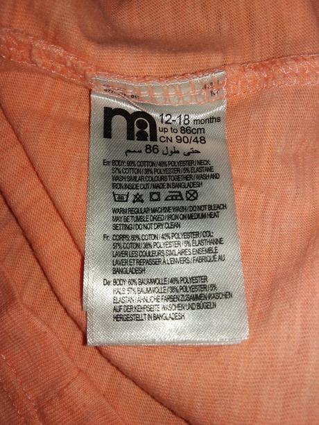 Bavlněné tričko s mašličkou zn. mothercare, mothercare,86