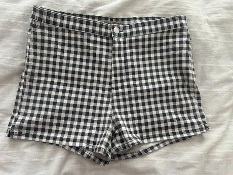 Kostkované elastické kraťasy vel. 46, denim co,46