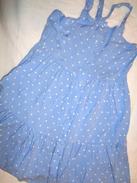 Krásné modré vzdušné puntíkaté šaty, girl2girl,122