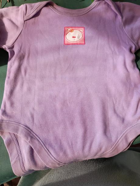 Fialkové body-bodýčko s medvídkem pro holku, 80