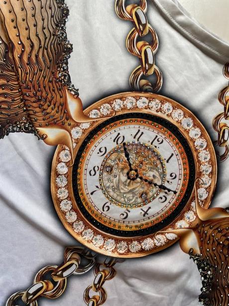 Minišaty/top hodiny a řetězy, vel 1 cca s/m, tatu, s