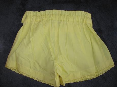 Luxusní plátěné žluté kraťasy s mašlí, house,104