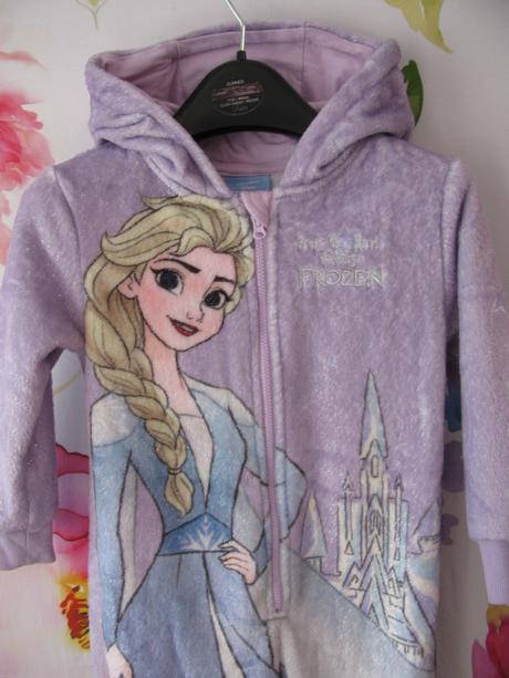 Fleecový lila overal na spaní - ledové království, disney,104